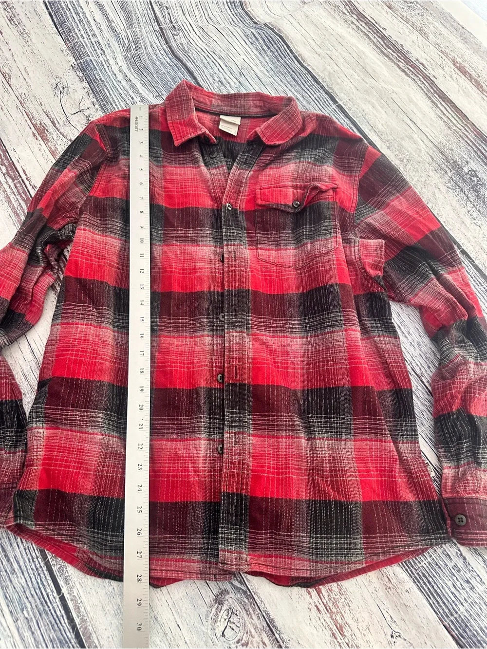 The North Face Red and Black Plaid Button-Up Cotton Shirt